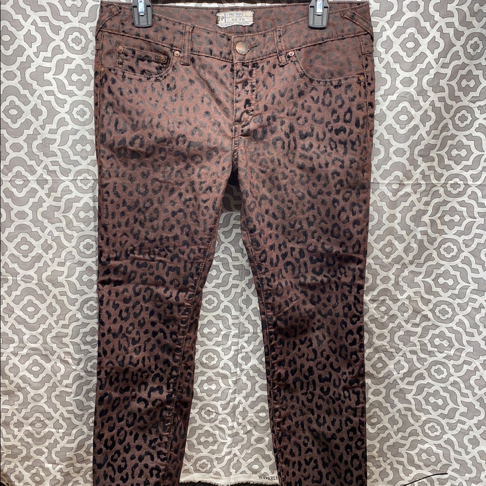 Free People Animal Print Cropped Jeans Size 28
